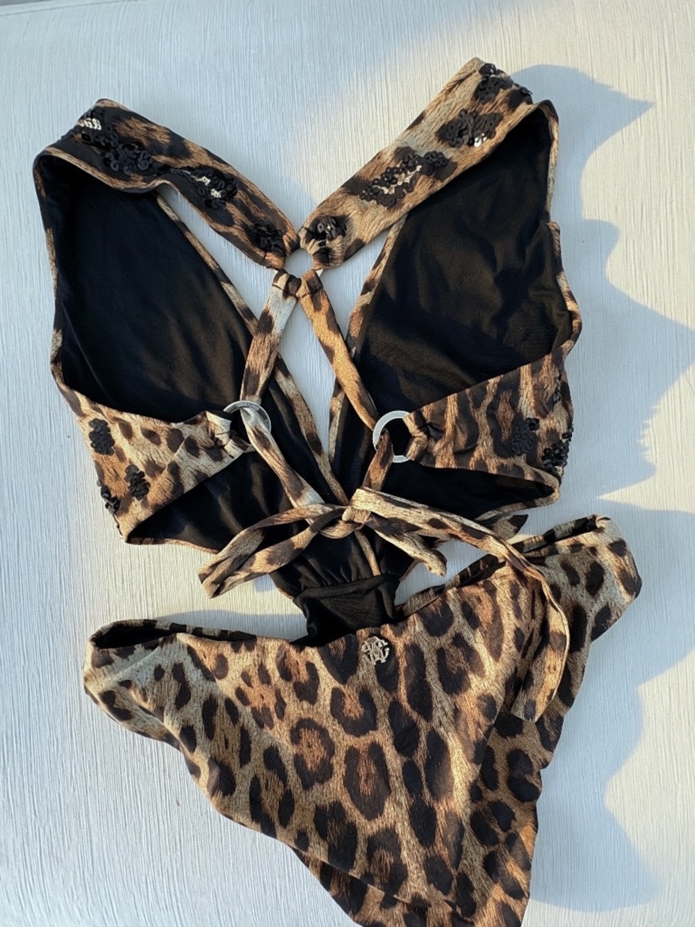 Vintage Roberto Cavalli Leopard Sequin Cutout Monokini Medium - Picture 4 of 7